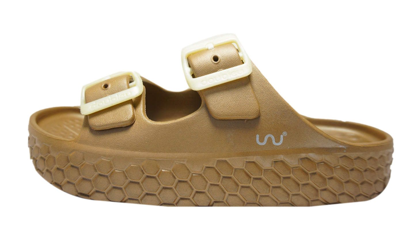 Doubleu Sakura Women Slipper Comfortable & Light Weight Recovery Footwear (BRONZO METAL Women)