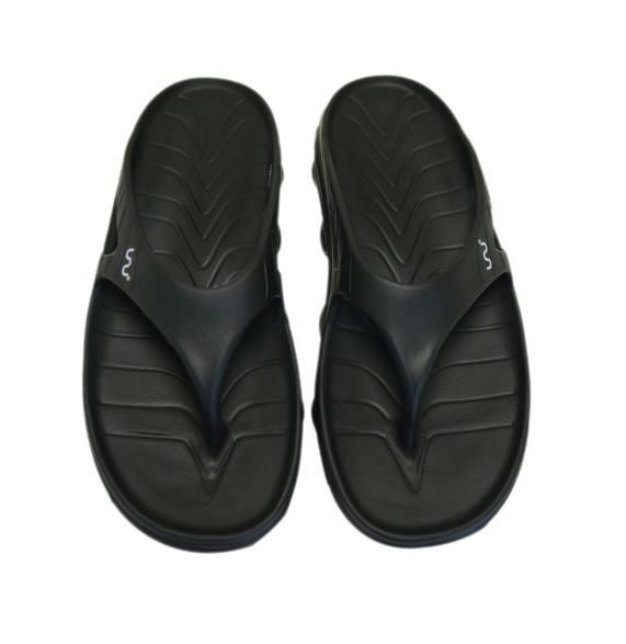 Doubleu Riva Men Slipper Comfortable & Light Weight Recovery Footwear (BLACK)