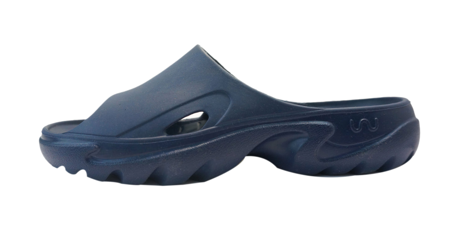 Doubleu Roma Slider for Men Comfortable Recovery Footwear (Does Not Shrink) (Navy Blue)