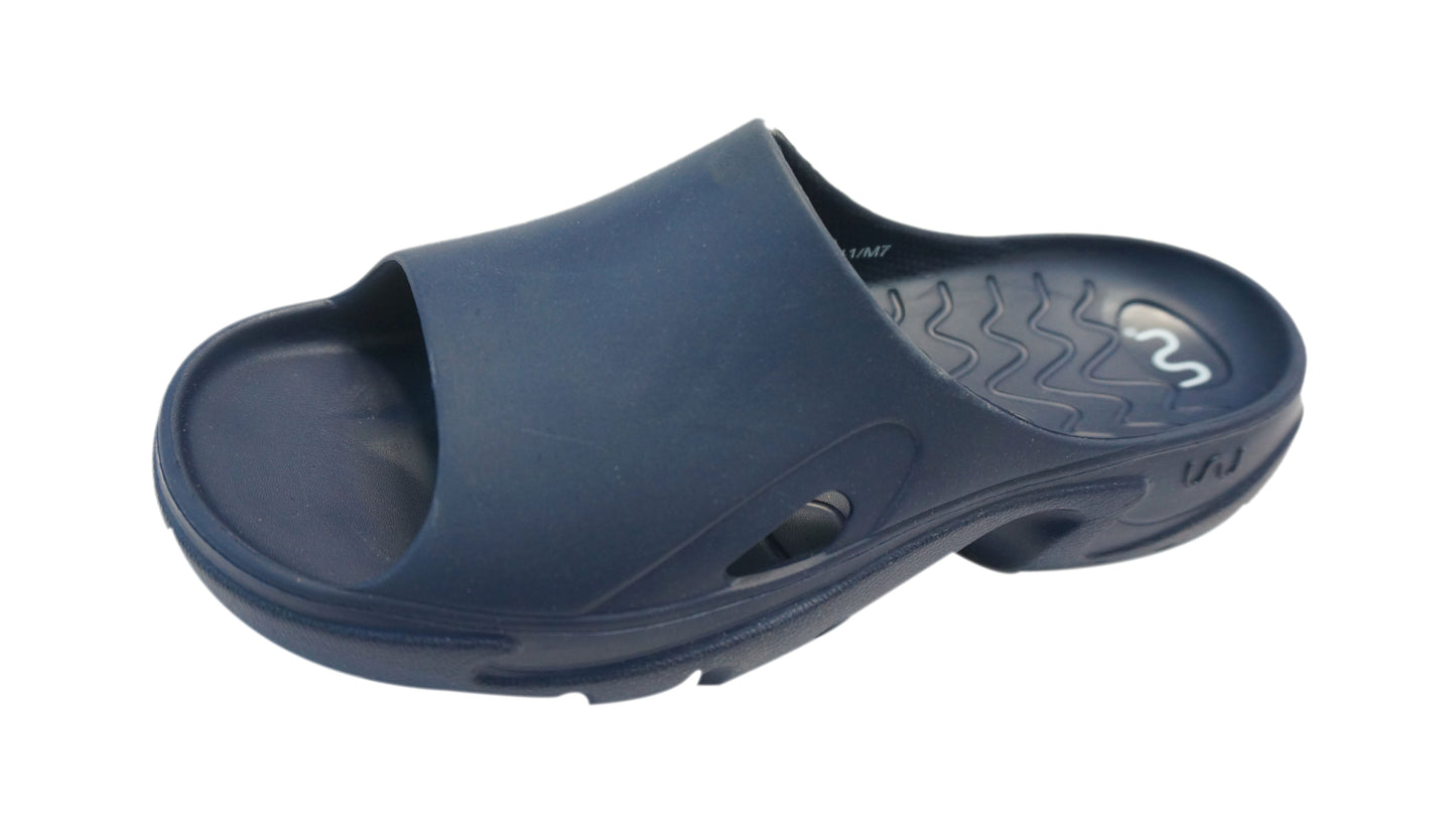 Doubleu Roma Slider for Men Comfortable Recovery Footwear (Does Not Shrink) (Navy Blue)