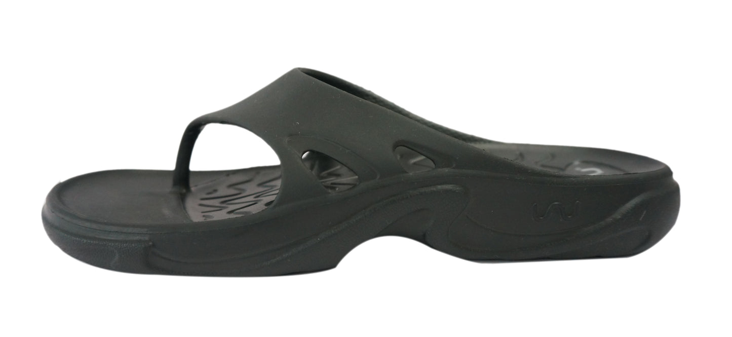 Doubleu Roma Thong for Men Comfortable Recovery Footwear (Does Not Shrink) (Black)