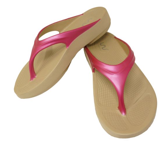 Doubleu Lite Women Light Weight Beige + Fuchsia Slipper