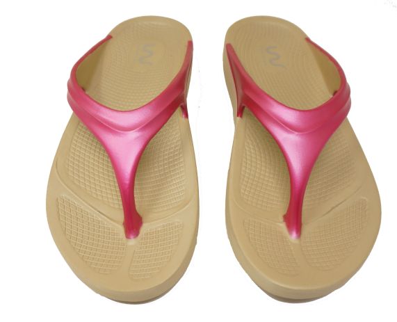 Doubleu Lite Women Light Weight Beige + Fuchsia Slipper