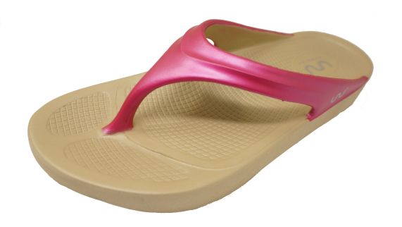 Doubleu Lite Women Light Weight Beige + Fuchsia Slipper