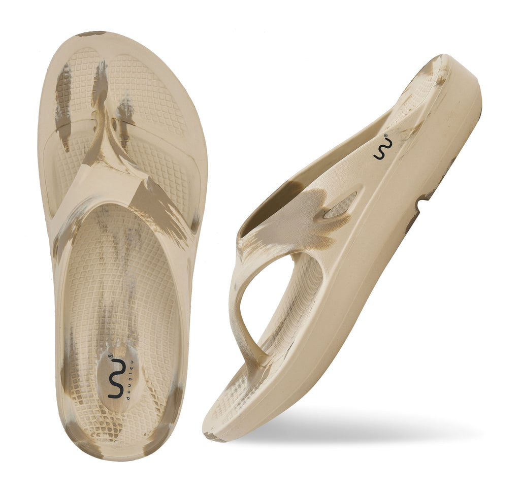 Doubleu V Shape Marble Men Soft Doctor Anti-Skid Slipper Avorio Khaki