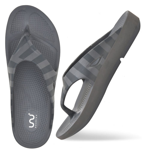 Doubleu Comfort Men Comfortable & Light Weight Slipper Carbon-Grey-Light Grey