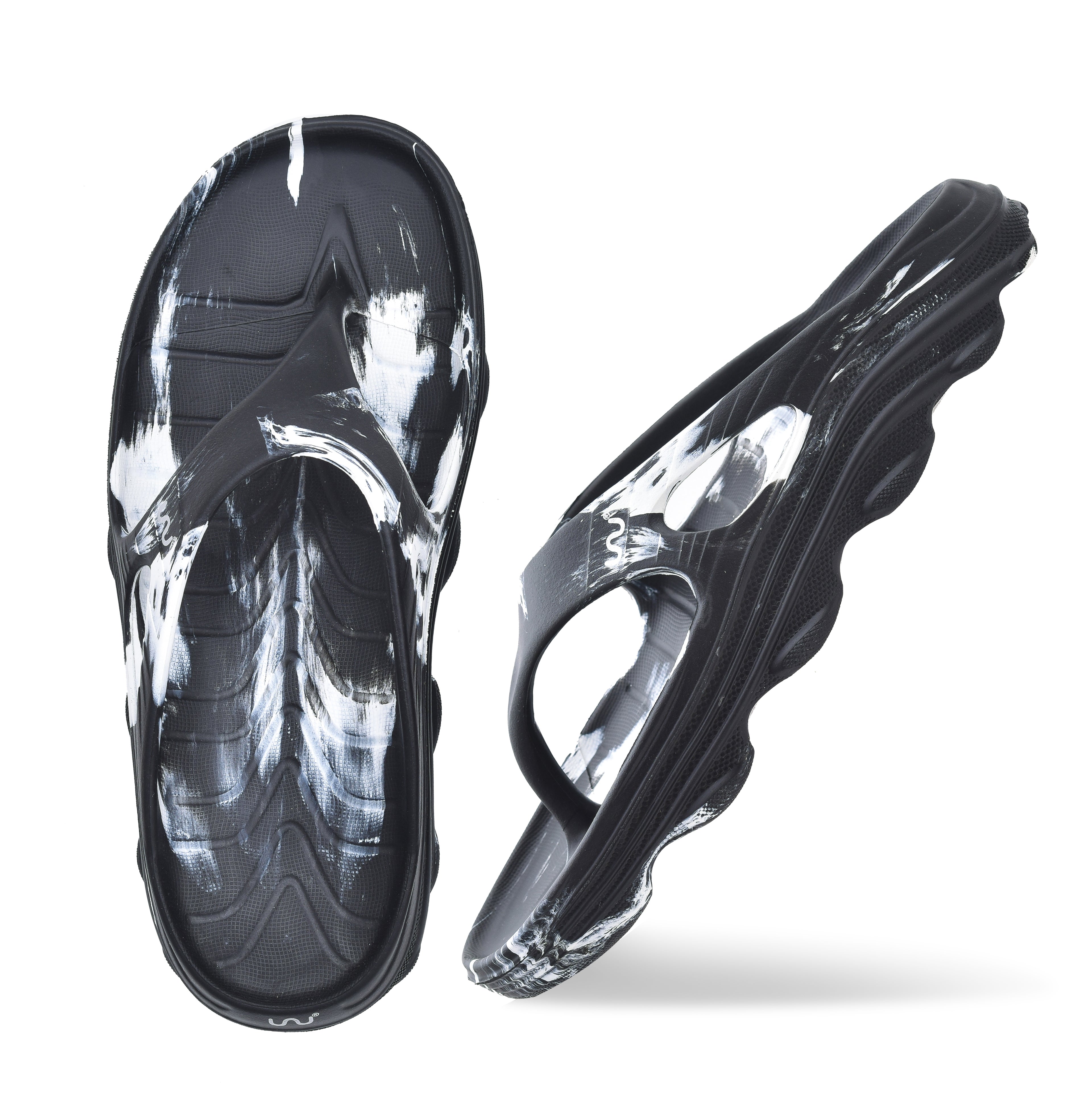 Doubleu Riva Women Marble Comfortable Recovery Footwear Black + White
