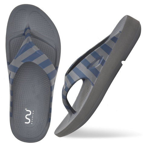 Doubleu Comfort Men Comfortable & Light Weight Slipper Carbon-Grey-Blue
