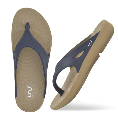 Doubleu Comfort Men Comfortable & Light Weight Slipper Khaki-Blue