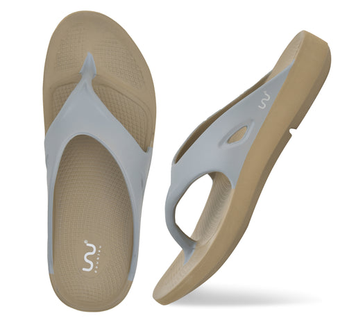 Doubleu Comfort Men Comfortable & Light Weight Slipper Khaki-Light-Grey
