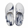 Mule Marble with Strap Soft Dr Anti-Skid Slipper for Men White Navy Blue