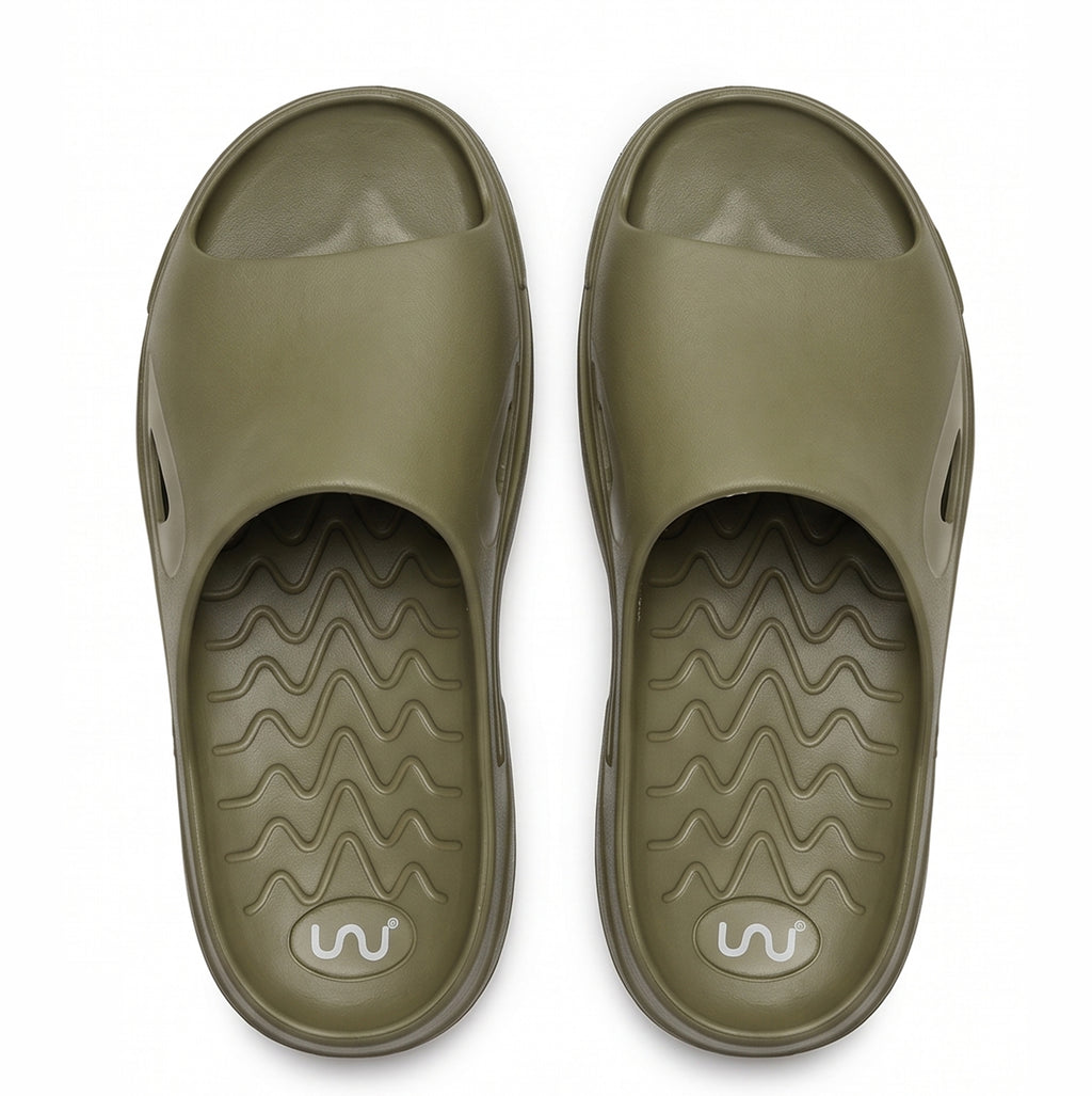 Doubleu Roma Slider for Men Comfortable Recovery Footwear Moss Green