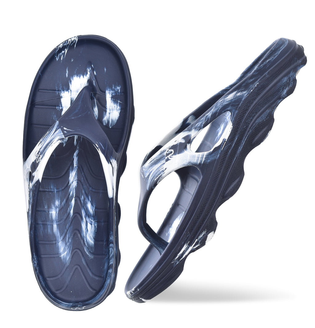 Doubleu Riva Women Marble Comfortable Recovery Footwear Navy Blue + White