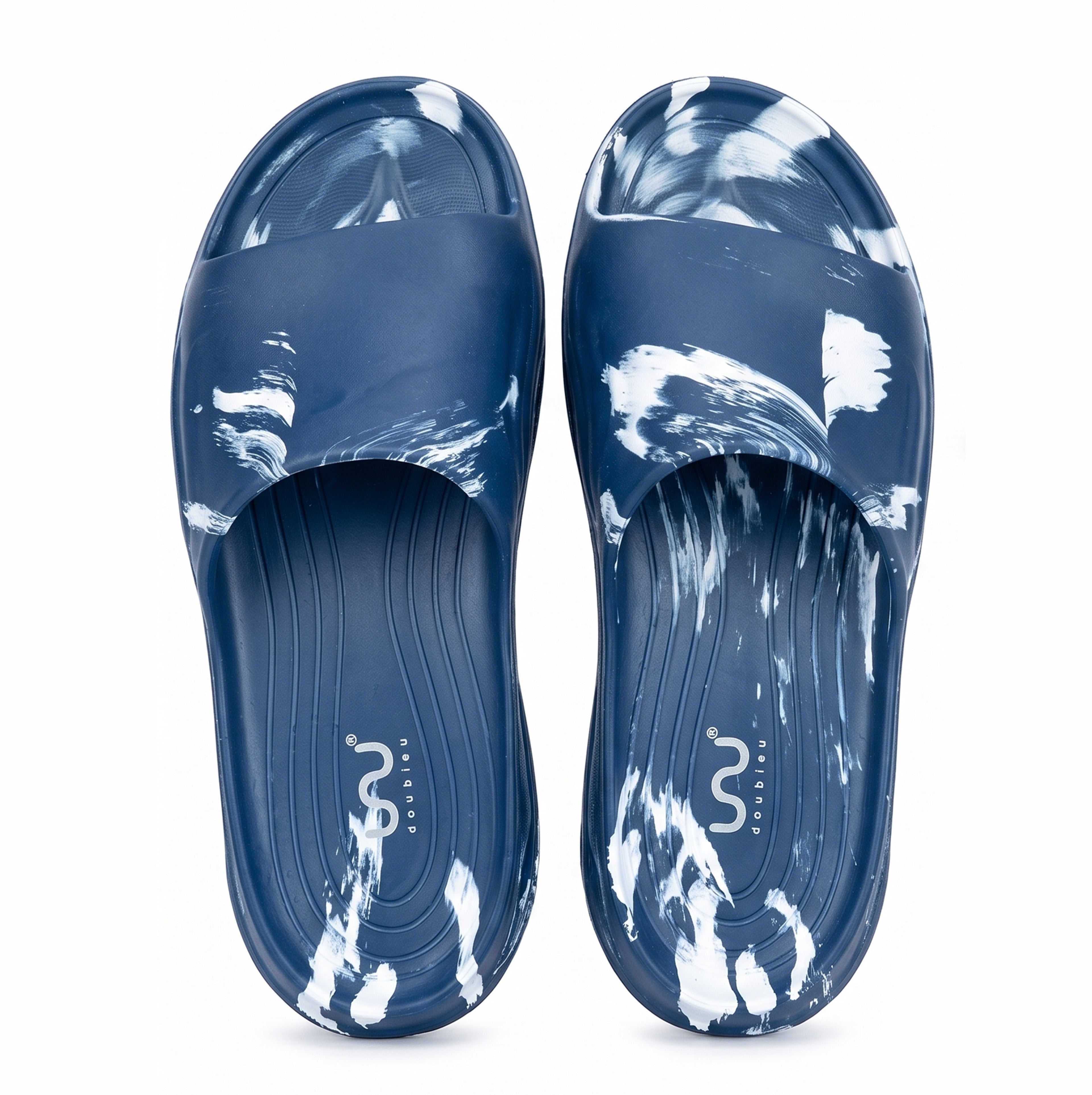 Doubleu  Ultra Sporty Men Comfortable Recovery Footwear White Blue + Whte