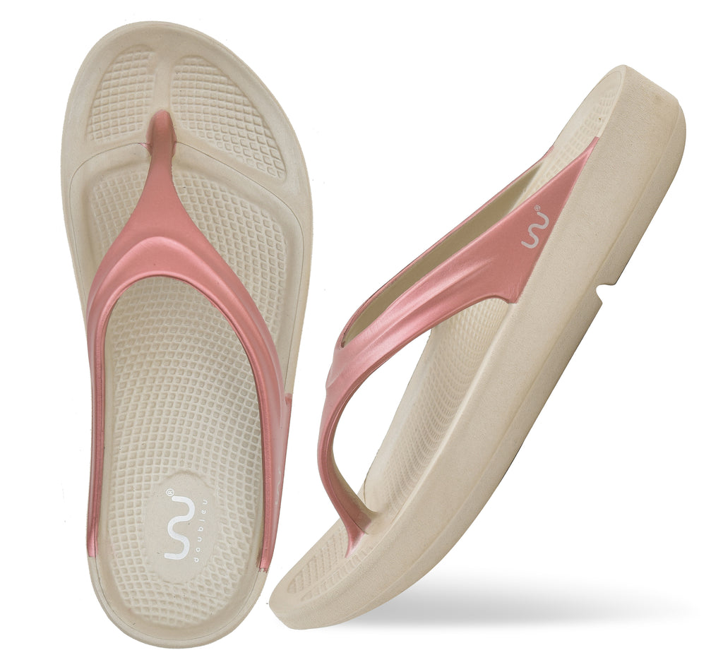 Doubleu Lite Women Comfortable & Light Weight Slipper Regular Beige-Rose-Gold
