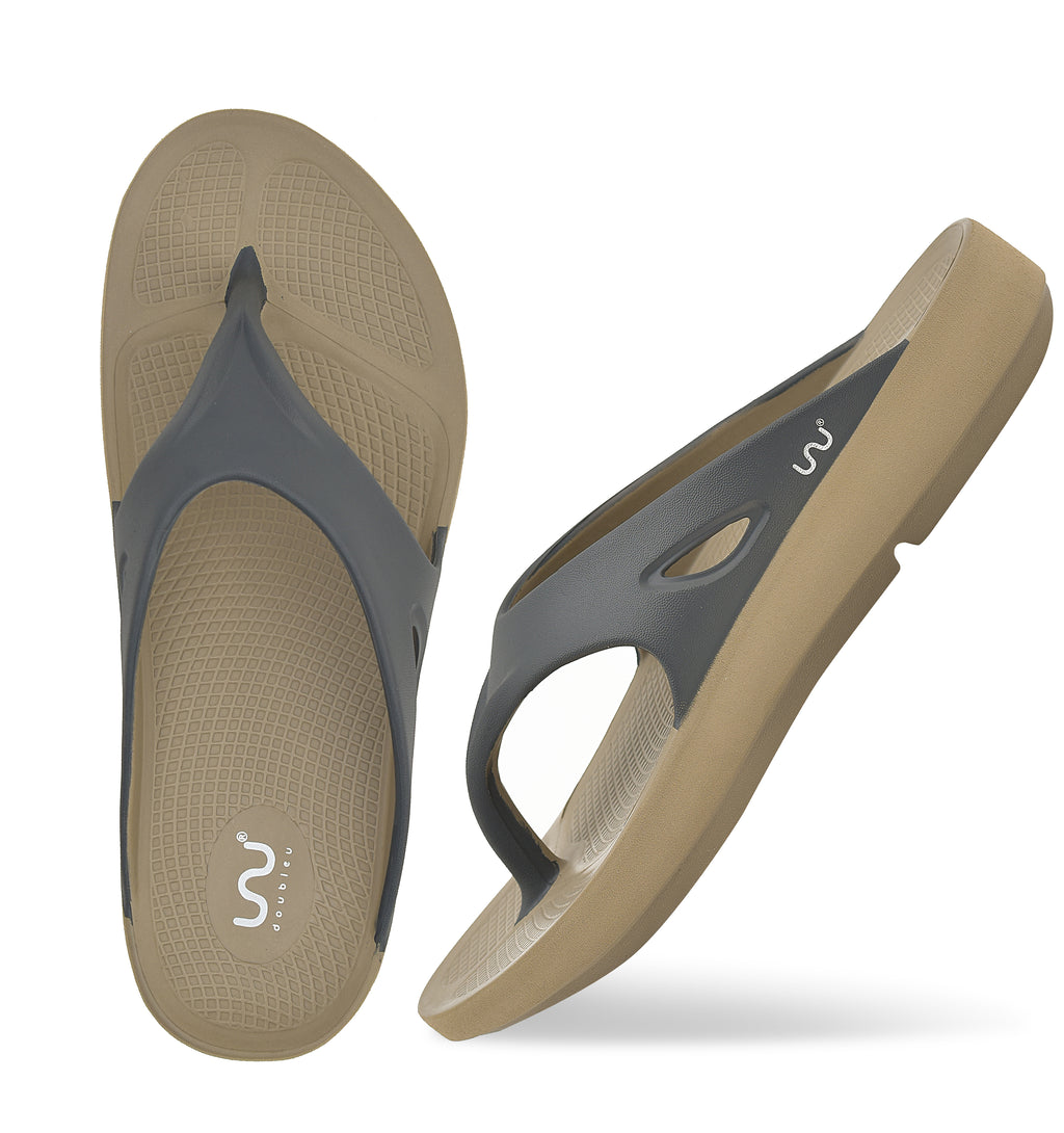 Doubleu Comfort Men Comfortable & Light Weight Slipper Khaki-Grey