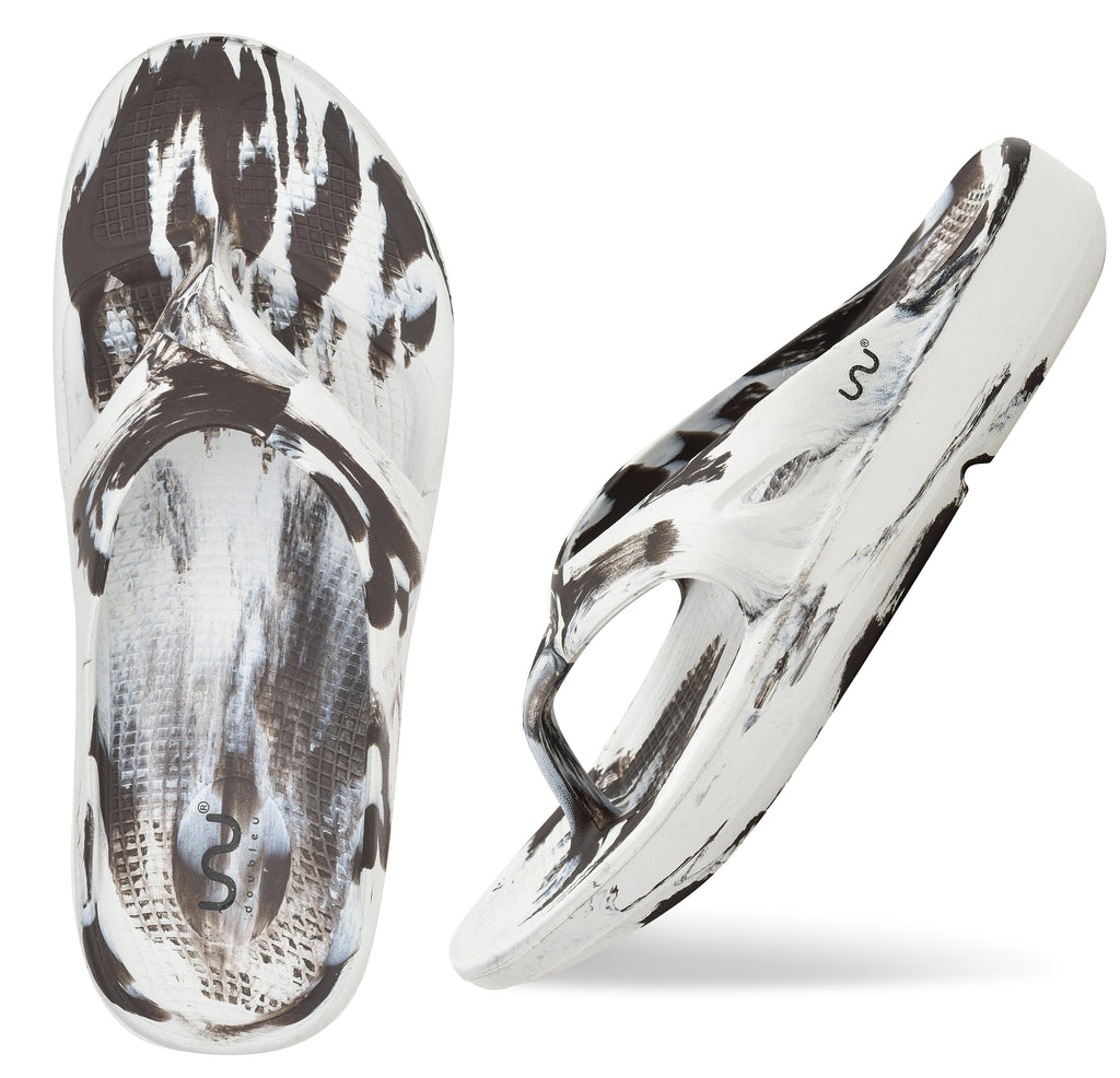 Doubleu V Shape Marble Men Soft Doctor Anti-Skid Slipper White Marrone