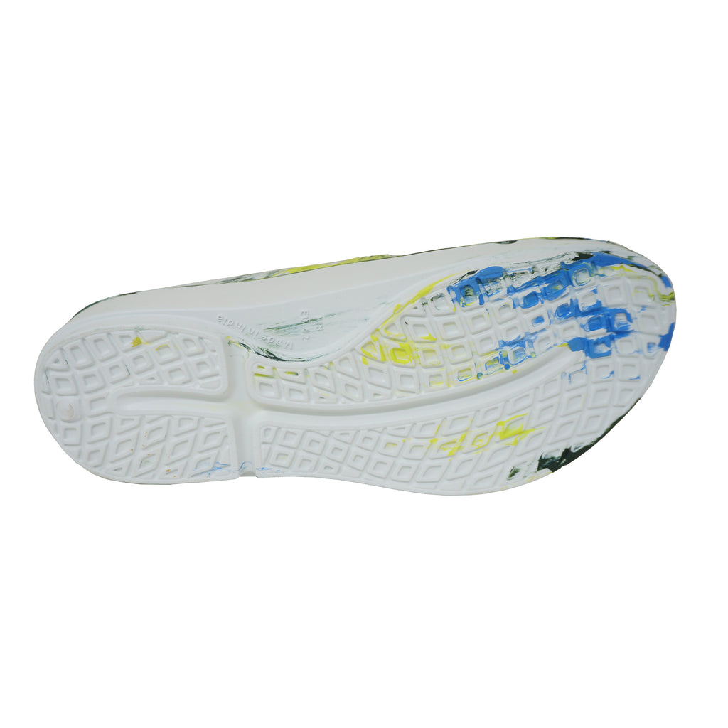 Doubleu V Shape Marble Men Soft Doctor Anti-Skid Slipper White P Blue Lime D Olive