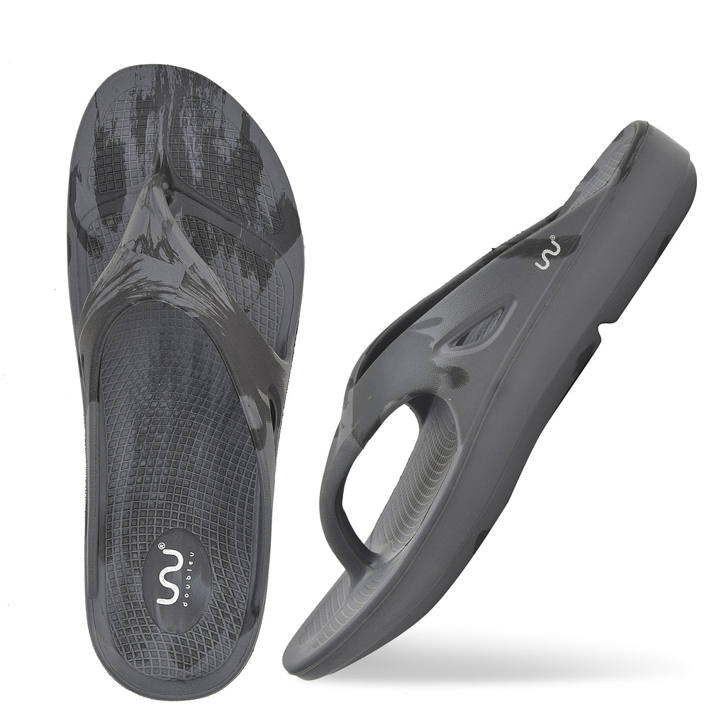 Doubleu V Shape Marble Men Soft Doctor Anti-Skid Slipper Carbone Black