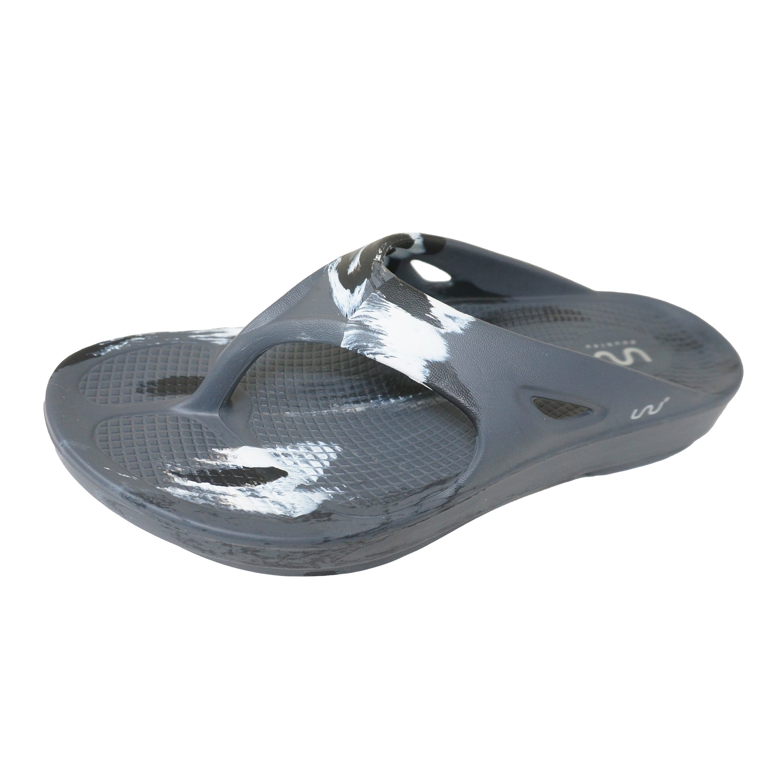Doubleu V-Shape Women Marble Comfortable & Light Weight Slipper Carbone White Black