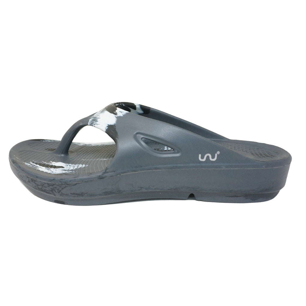 Doubleu V-Shape Women Marble Comfortable & Light Weight Slipper Carbone White Black
