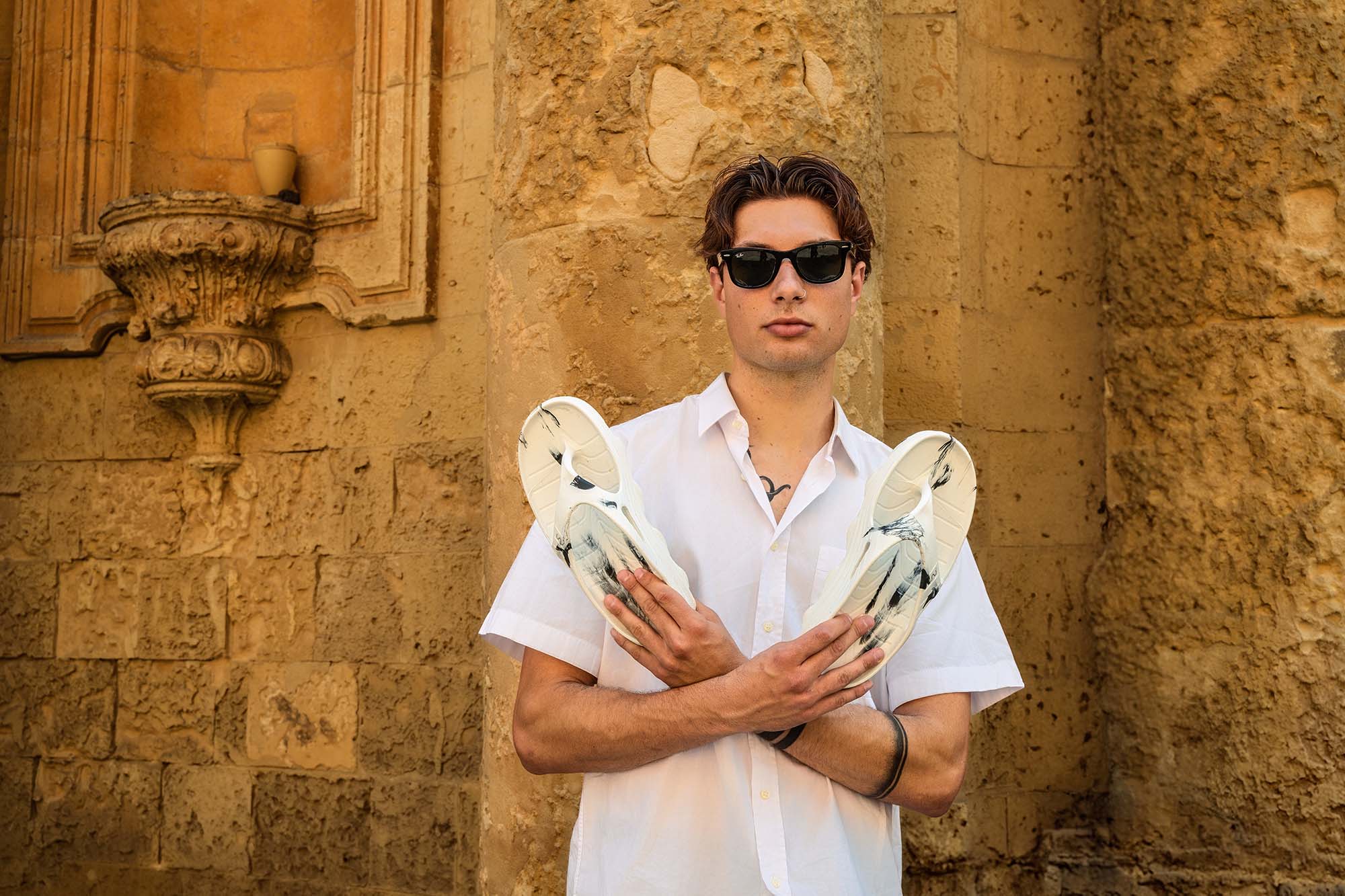 Doubleu Riva Men Marble Comfortable Recovery Footwear