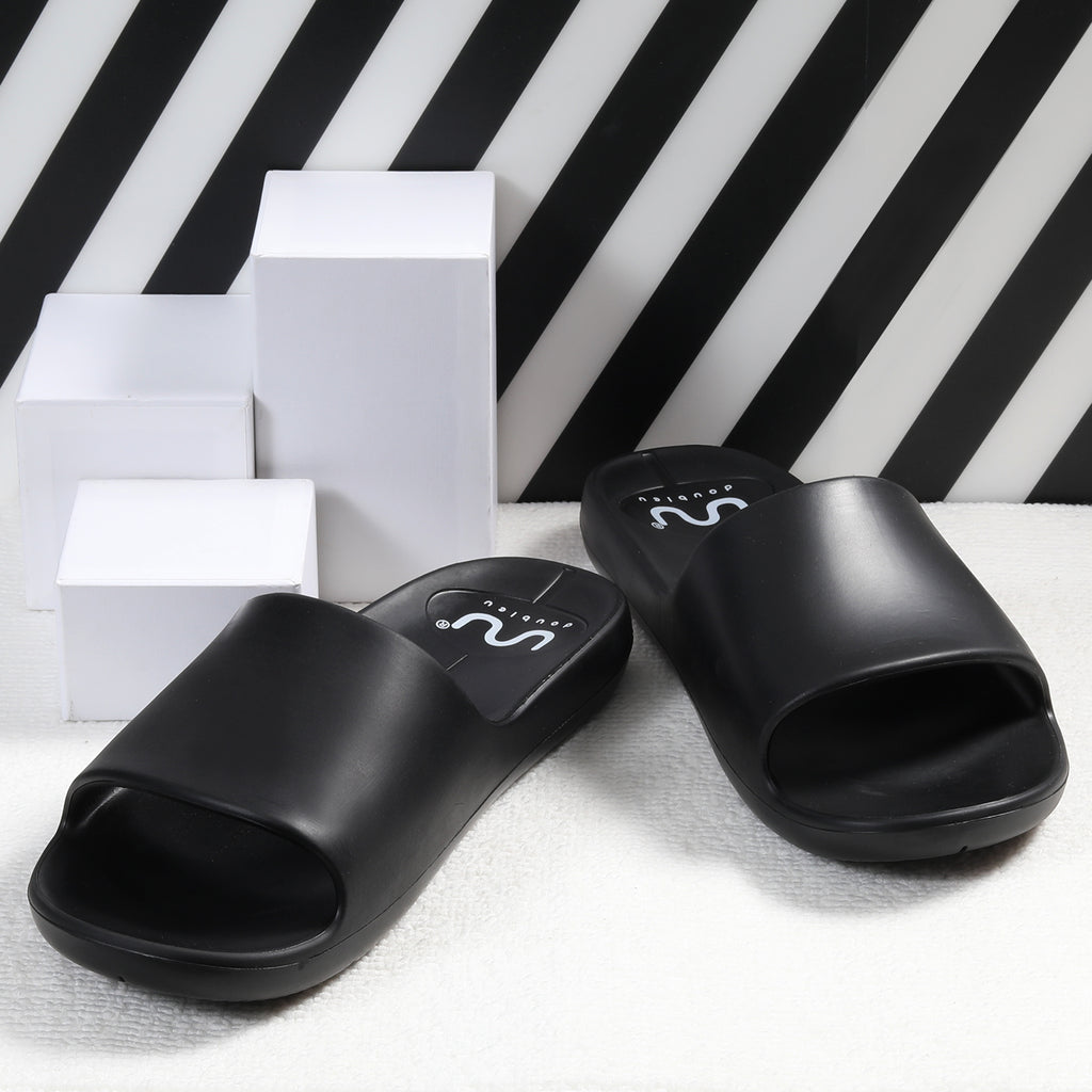 Doubleu Milano Men Comfortable & Light Weight  Black  Slipper
