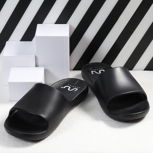 Doubleu Milano Men Comfortable & Light Weight  Black  Slipper