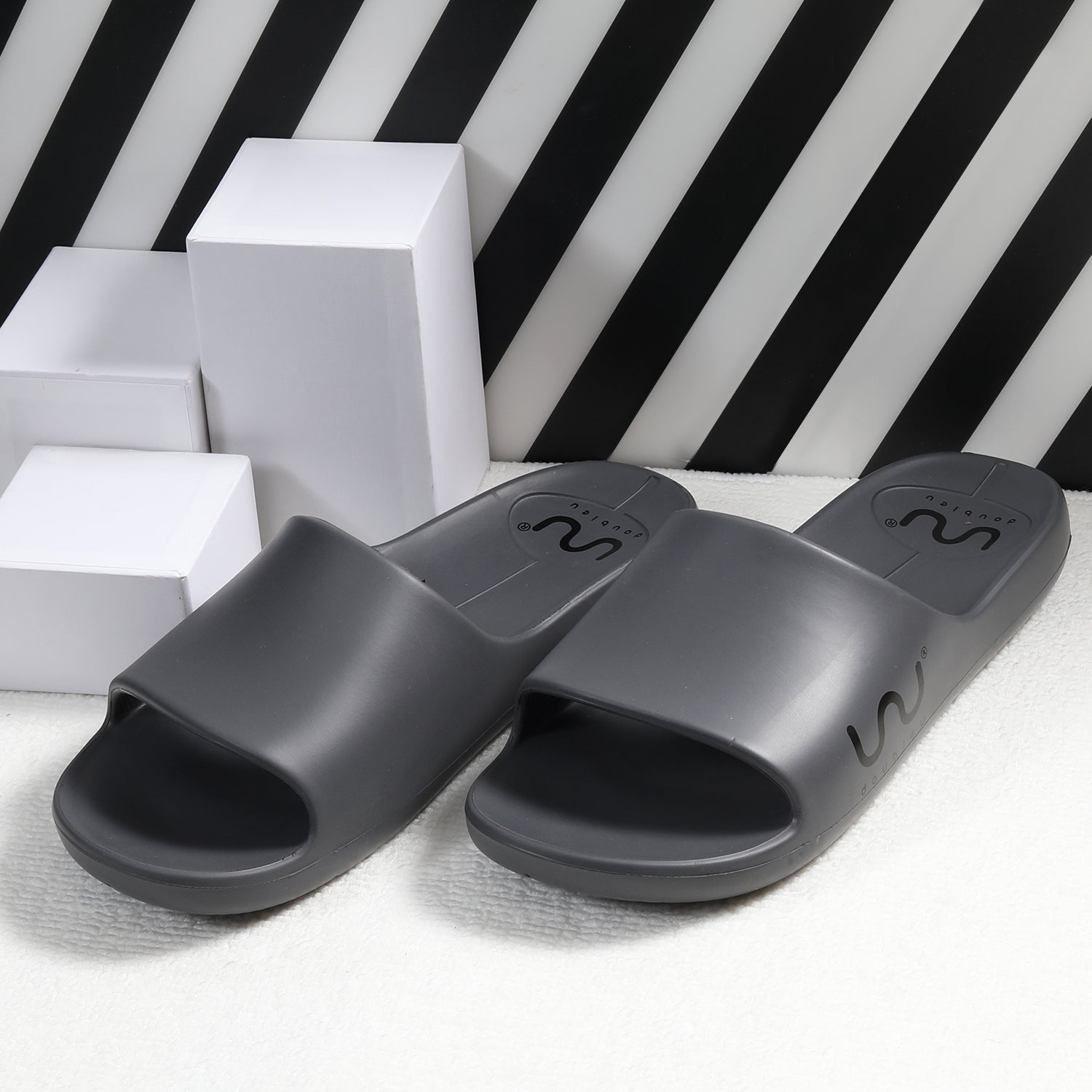 Doubleu Milano Men  Comfortable & Light Weight Piombo Slipper