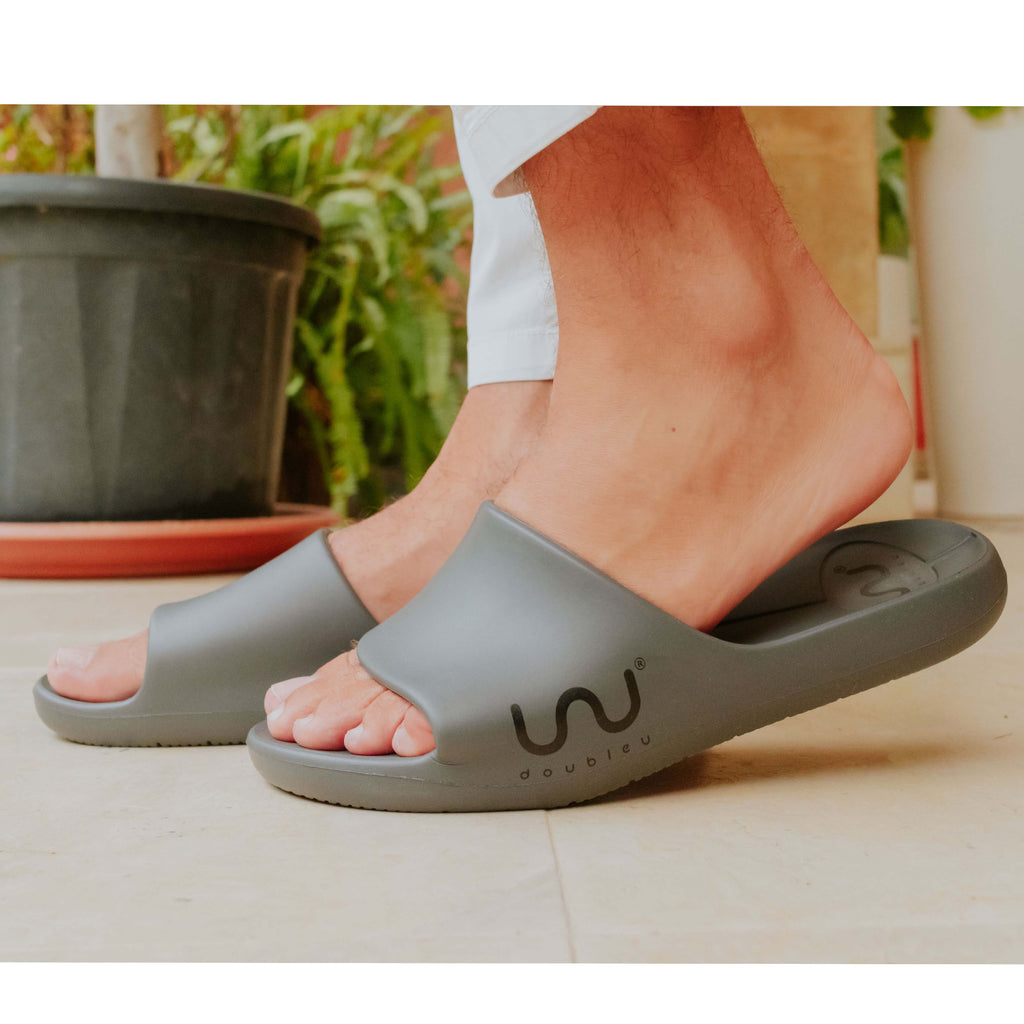 Doubleu Milano Men  Comfortable & Light Weight Piombo Slipper