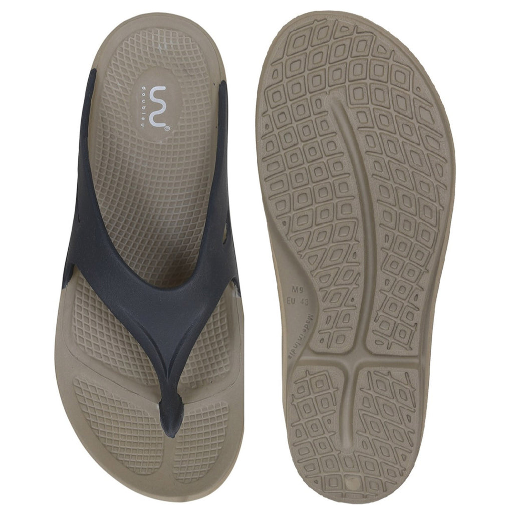 Doubleu Comfort Men Comfortable & Light Weight Slipper Khaki-Grey