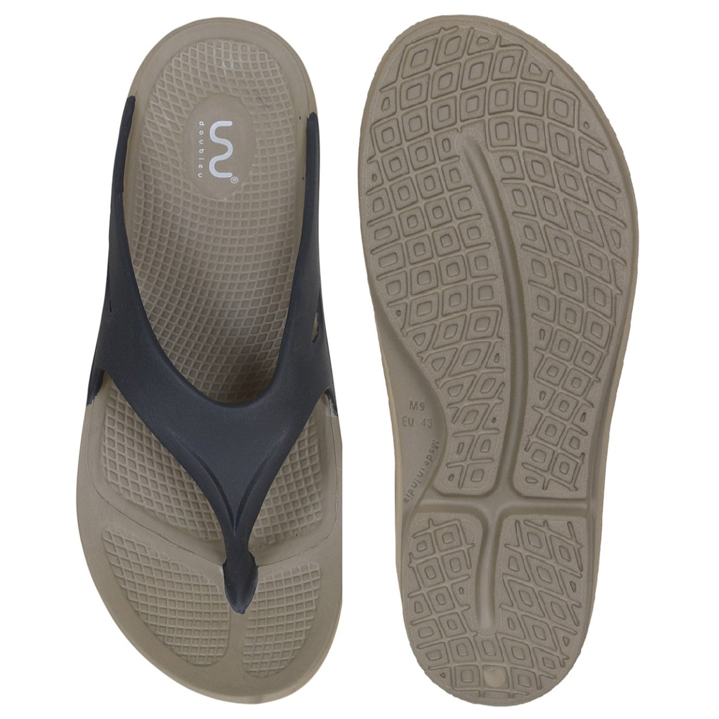 Doubleu Comfort Men Comfortable & Light Weight Slipper Khaki-Grey