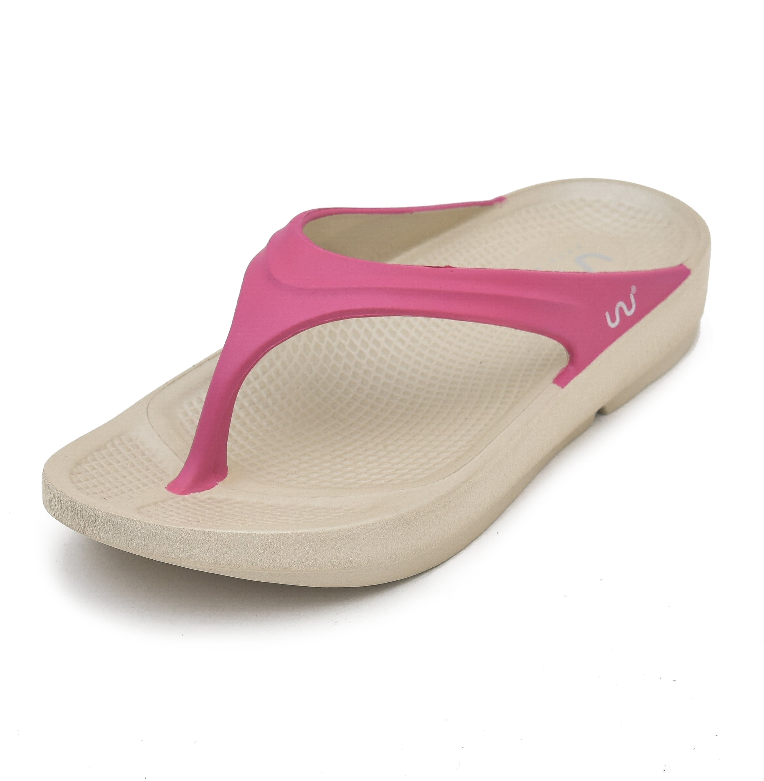 Doubleu Lite Women  Light Weight  Beige + Fuchsia Slipper