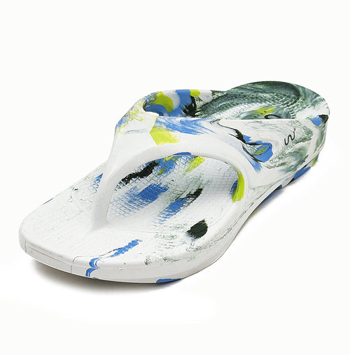 V Shape Marble Men Soft Doctor Anti-Skid Slipper White P Blue Lime D Olive