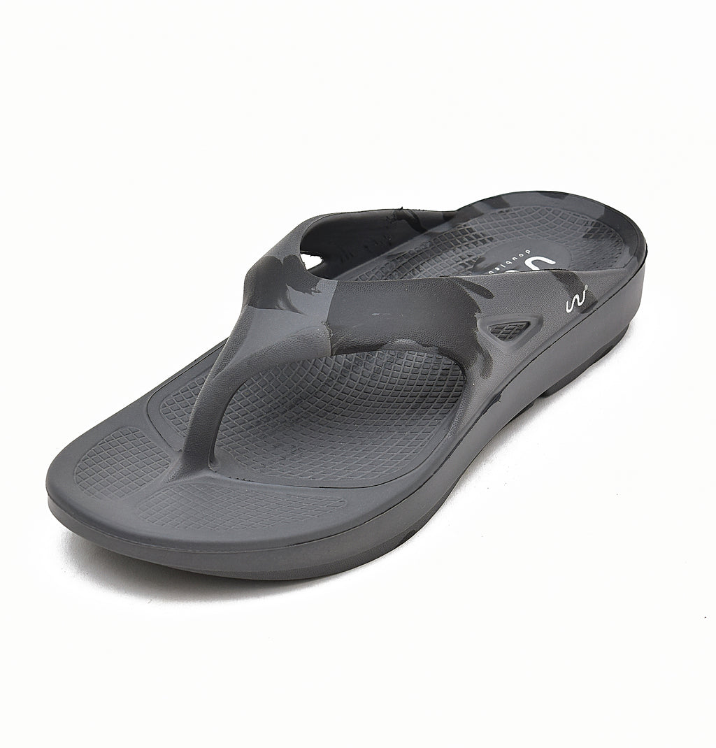 Doubleu V Shape Marble Men Soft Doctor Anti-Skid Slipper Carbone Black