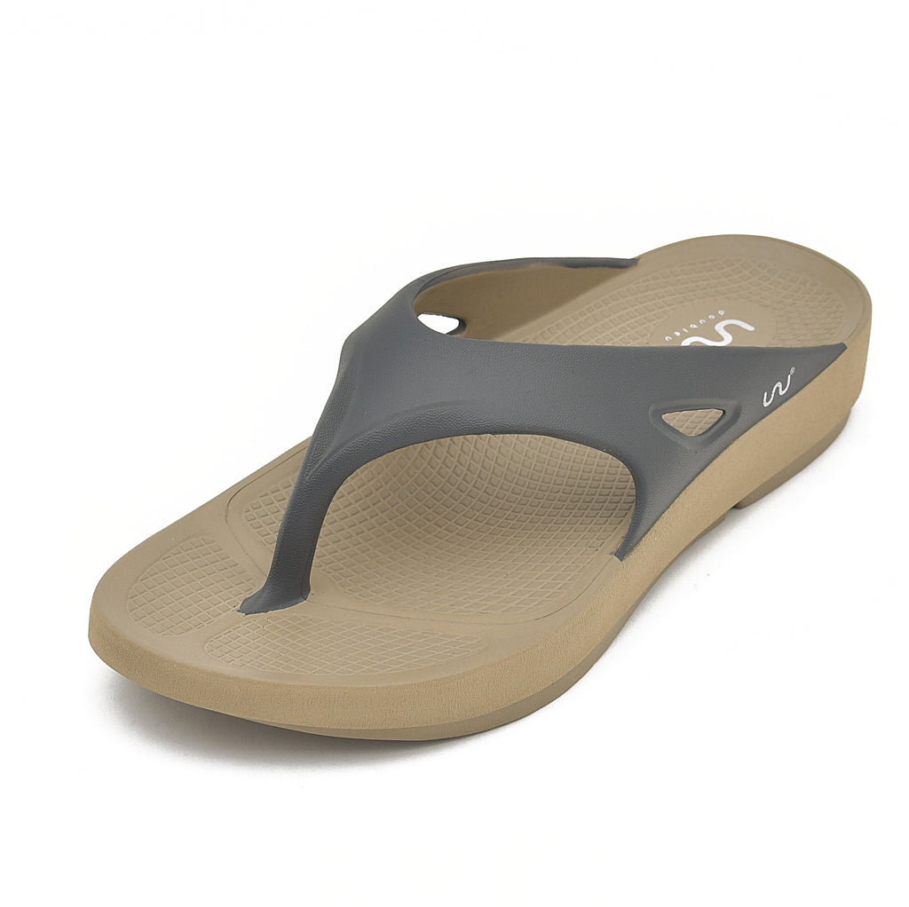 Doubleu Comfort Men Comfortable & Light Weight Slipper Khaki-Grey