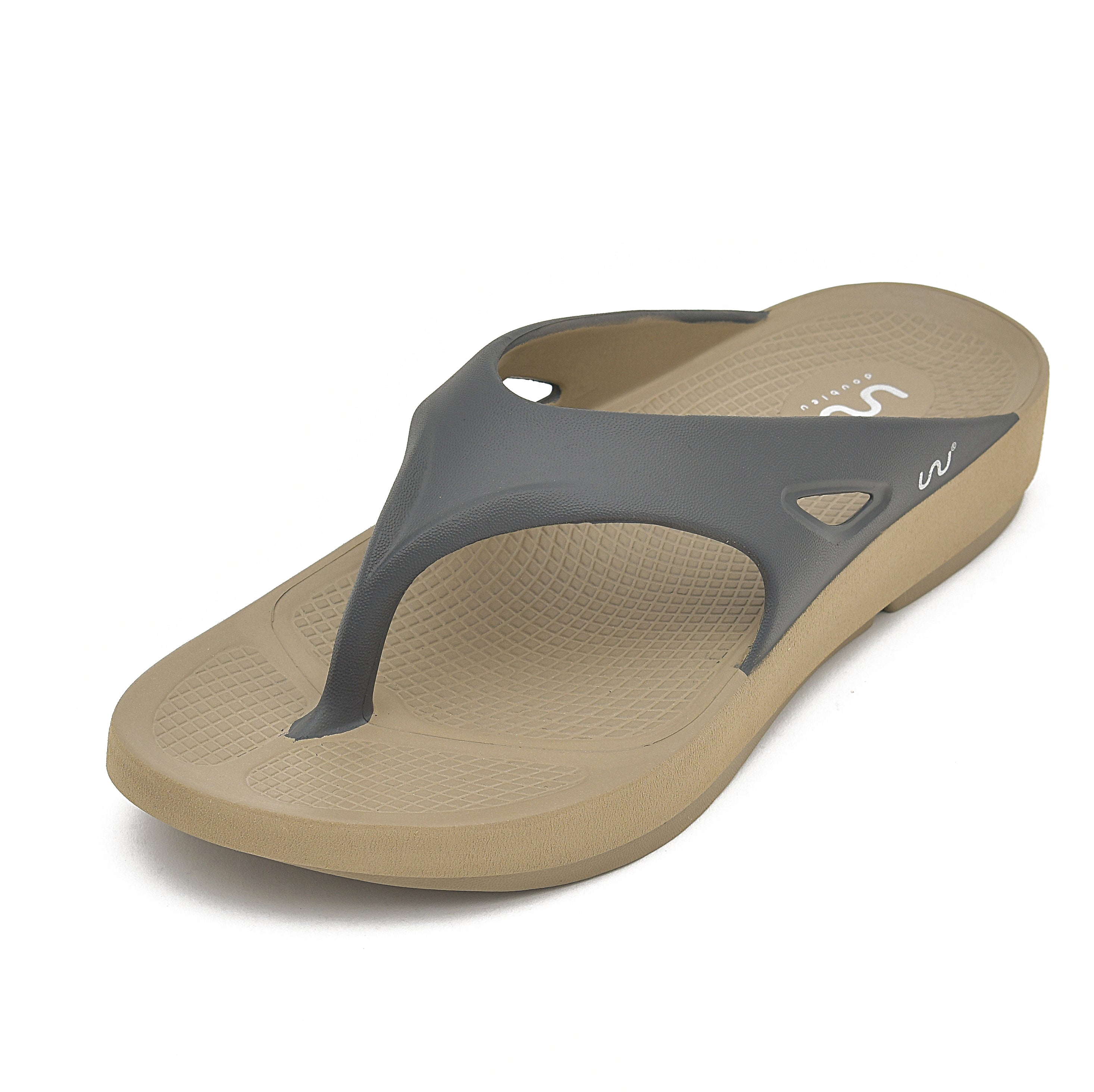 Doubleu Comfort Men Comfortable & Light Weight Slipper Khaki-Grey