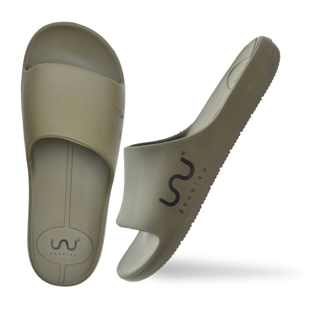 Doubleu Milano Men Comfortable & Light Weight Slipper Olive Green