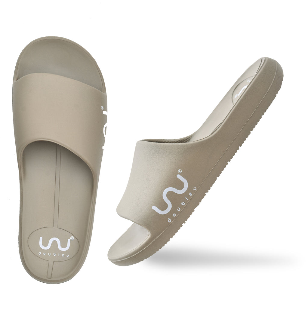 Doubleu Milano Men Comfortable & Light Weight Khakhi Slipper
