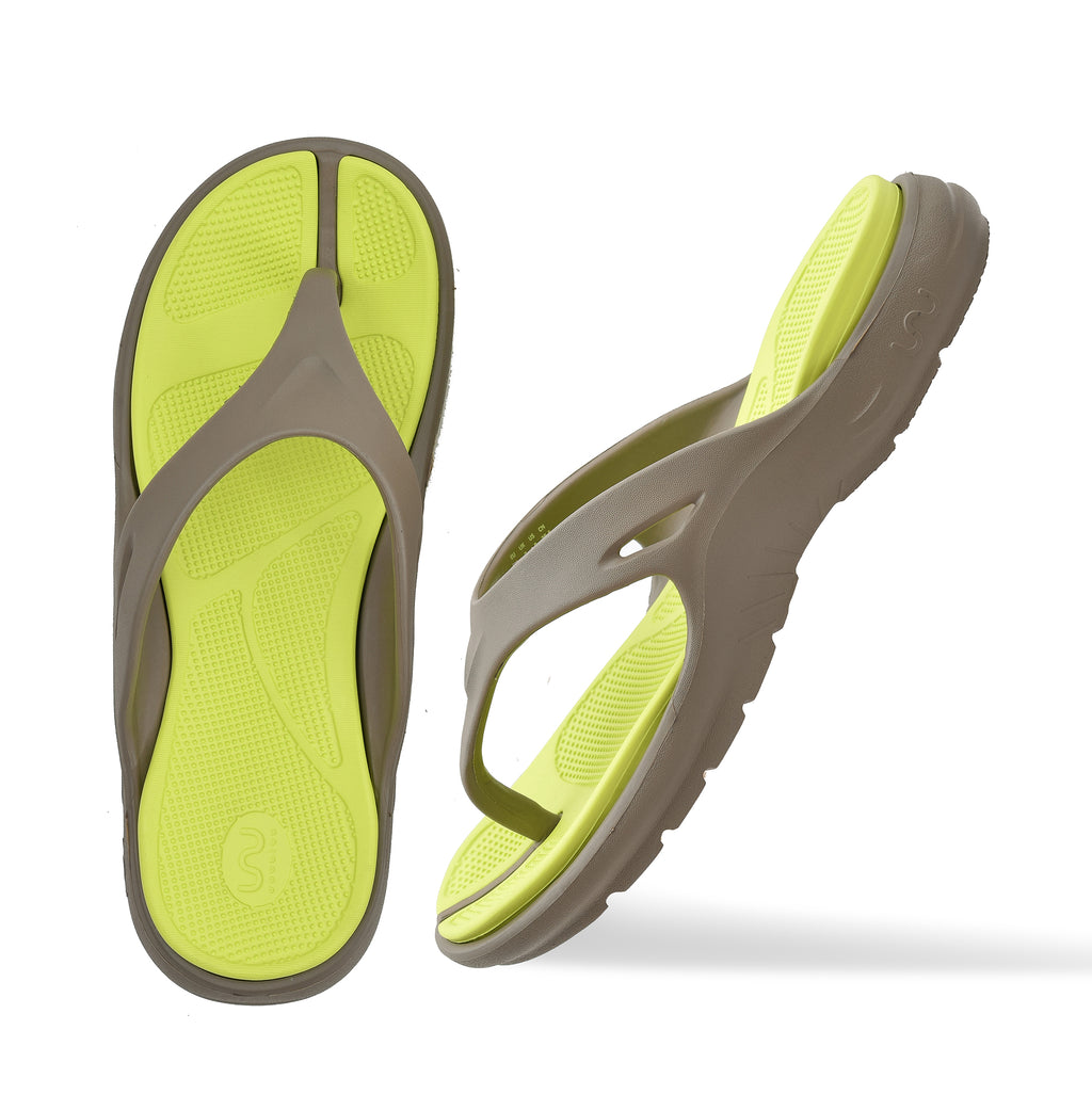 Doubleu Bermuda Men Comfortable Recovery Footwear Khaki Lime