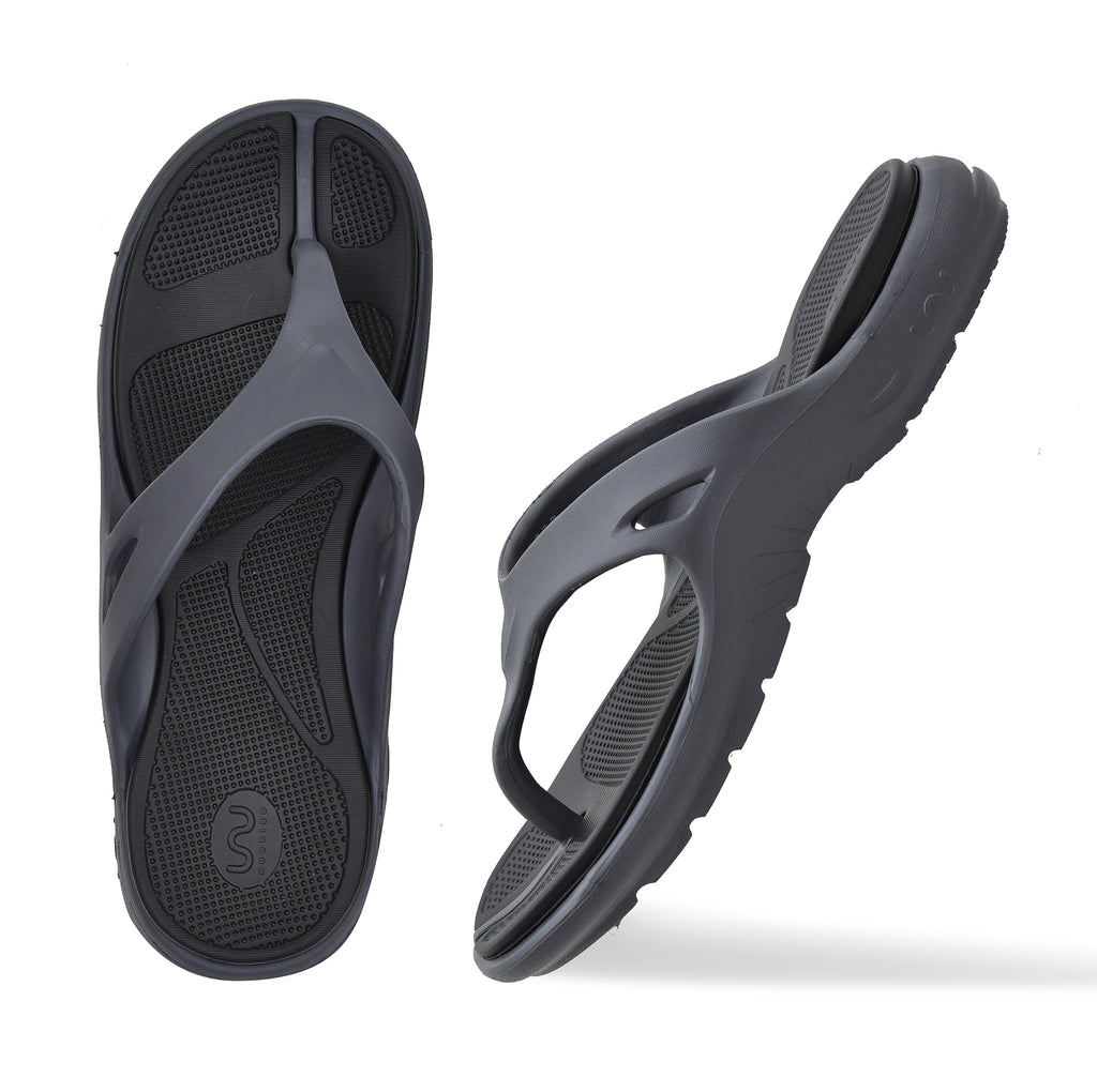Doubleu Bermuda Men Comfortable Recovery Footwear Grey Black