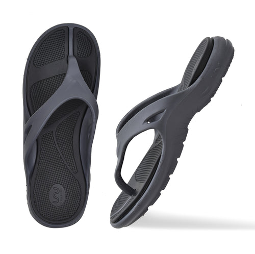 Doubleu Bermuda Men Comfortable Recovery Footwear Grey Black