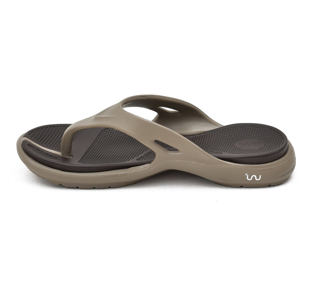 Doubleu Bermuda Men Comfortable Recovery Footwear Khaki Carbon Brown