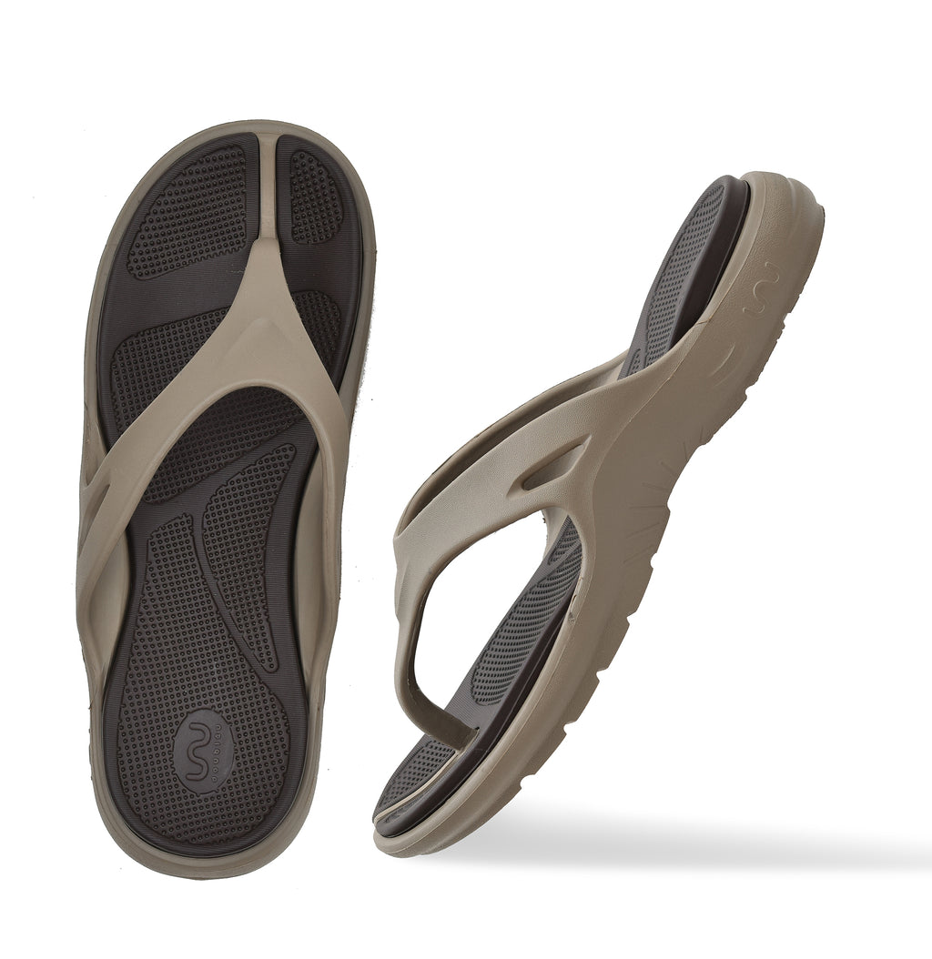 Doubleu Bermuda Men Comfortable Recovery Footwear Khaki Carbon Brown