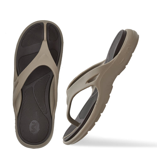 Doubleu Bermuda Men Comfortable Recovery Footwear Khaki Carbon Brown