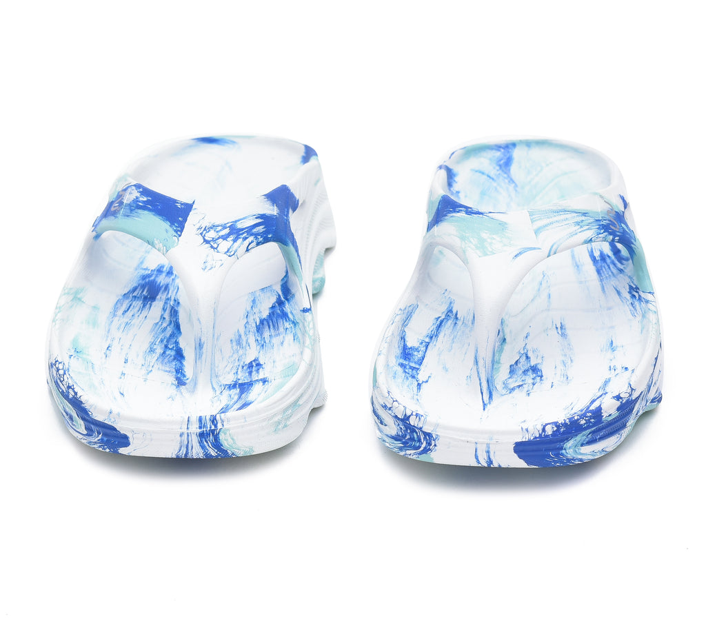 Doubleu Riva Women Marble Comfortable Recovery Footwear White Azuro Metal