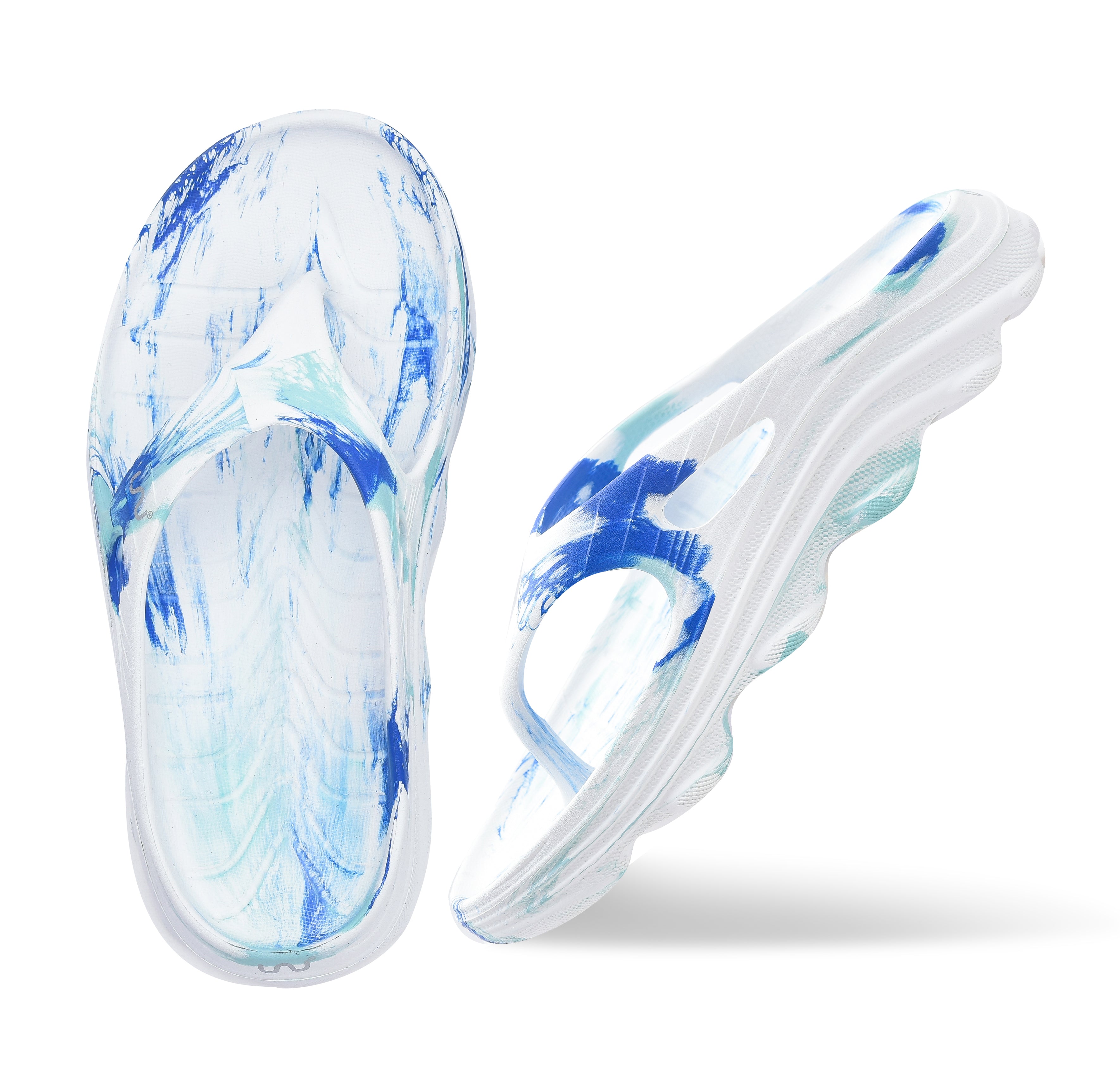 Doubleu Riva Women Marble Comfortable Recovery Footwear White Azuro Metal