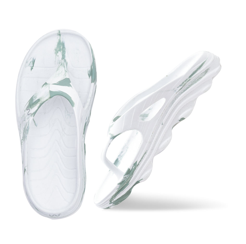 Doubleu Riva Women Marble Comfortable Recovery Footwear White Sage Green