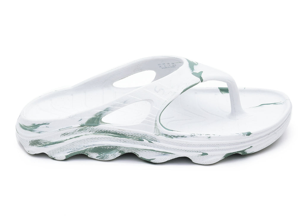 Doubleu Riva Women Marble Comfortable Recovery Footwear White Sage Green