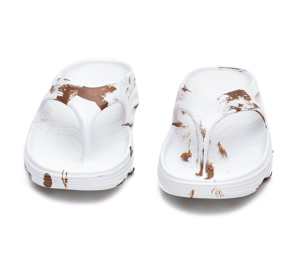 Doubleu Riva Women Marble Comfortable Recovery Footwear White Bronzo